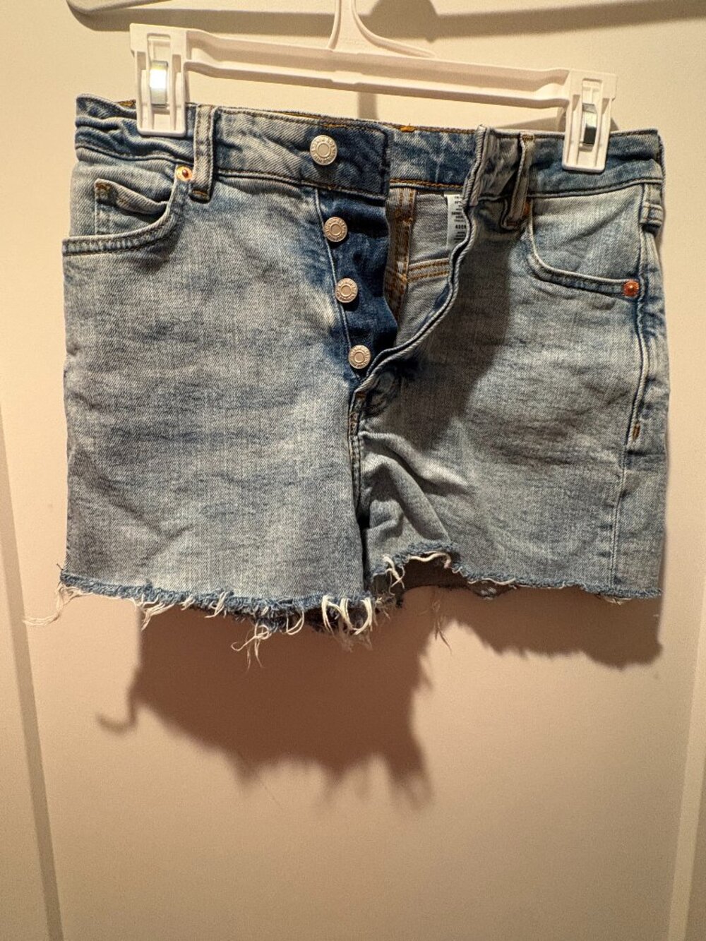 &Denim 90s High Waist Cutoff Denim Shorts Light Wash Button Fly NWT